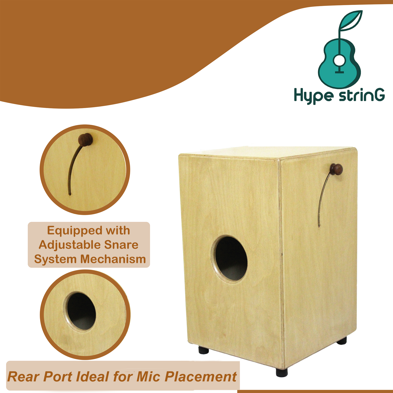 Cajon Birch Wood Adjustable Snare CB500AS – Hype String
