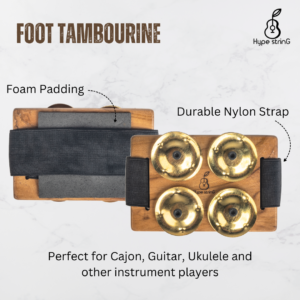 Foot Jingle Tambourine comes with durable nylon strap and foam padding ensuring comfort playability.