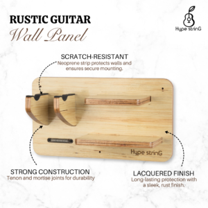 Rustic Guitar Wall Mount Panel comes with scratch resistant neoprene strip, lacquered surface finish for long lasting protection.